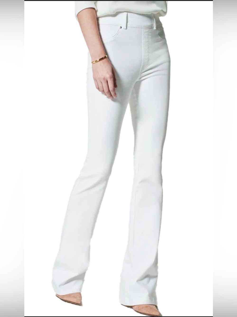 SPANX White High-Rise Flare Jeans, Regular Inseam, Size XL